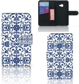 B2Ctelecom Samsung Galaxy Xcover 4 Uniek Wallet Book Case Hoesje Flower Blue