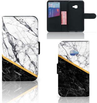 B2Ctelecom Samsung Galaxy Xcover 4 Uniek Wallet Book Case Hoesje Marble White Black