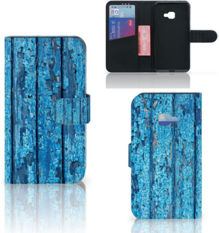 B2Ctelecom Samsung Galaxy Xcover 4 Uniek Wallet Book Case Hoesje Wood Blue