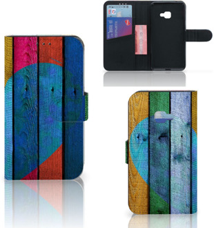 B2Ctelecom Samsung Galaxy Xcover 4 Uniek Wallet Book Case Hoesje Wood Heart