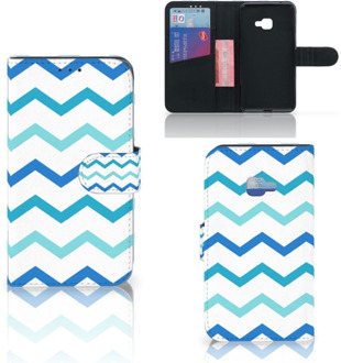 B2Ctelecom Samsung Galaxy Xcover 4 Uniek Wallet Book Case Hoesje Zigzag Blauw