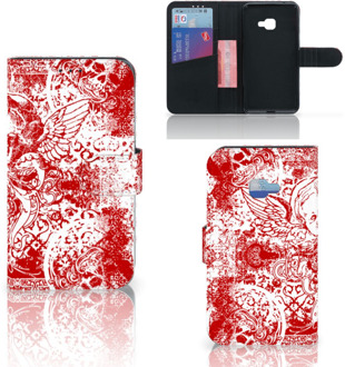 B2Ctelecom Samsung Galaxy Xcover 4 Wallet Book Case Hoesje Design Angel Skull Red