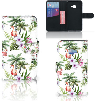 B2Ctelecom Samsung Galaxy Xcover 4 Wallet Book Case Hoesje Design Flamingo Palms