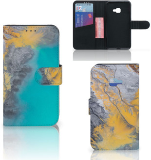 B2Ctelecom Samsung Galaxy Xcover 4 Wallet Book Case Hoesje Design Marble Blue Gold