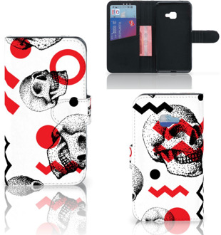 B2Ctelecom Samsung Galaxy Xcover 4 Wallet Book Case Hoesje Design Skull Red