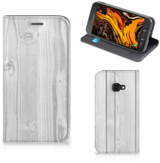 B2Ctelecom Samsung Galaxy Xcover 4s Book Wallet Case White Wood