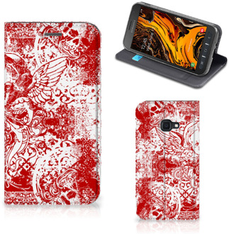 B2Ctelecom Samsung Galaxy Xcover 4s Mobiel BookCase Angel Skull Red