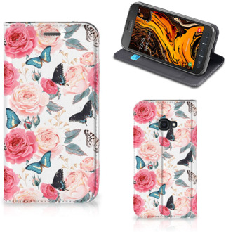 B2Ctelecom Samsung Galaxy Xcover 4s Smart Cover Butterfly Roses