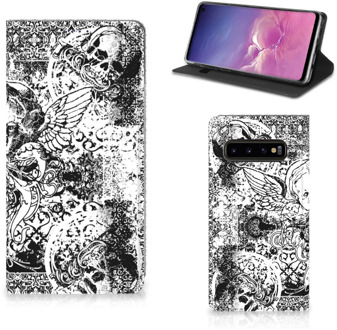 B2Ctelecom Samsung S10 Bookcase Design Skulls Angel