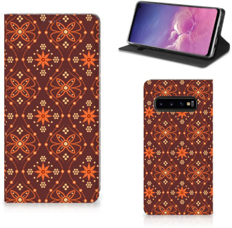 B2Ctelecom Samsung S10 Bookstyle hoesje Batik Brown