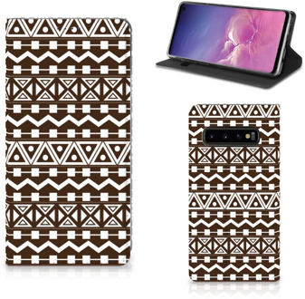 B2Ctelecom Samsung S10 Flipcase Aztec Brown