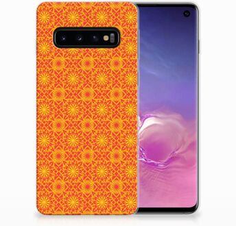 B2Ctelecom Samsung S10 TPU Siliconen Hoesje Design Batik Orange