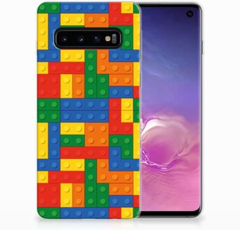 B2Ctelecom Samsung S10 TPU Siliconen Hoesje Design Blokken