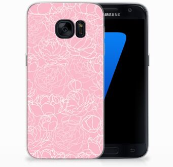 B2Ctelecom Samsung S7 Siliconen Backcase Design White Flowers