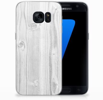 B2Ctelecom Samsung S7 Siliconen Backcase Design White Wood