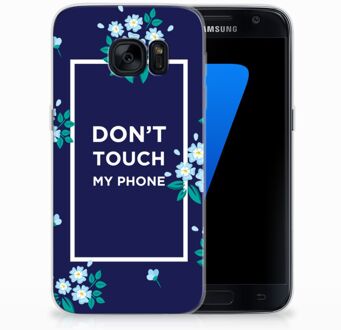 B2Ctelecom Samsung S7 Siliconen Backcase Flowers Blue DTMP