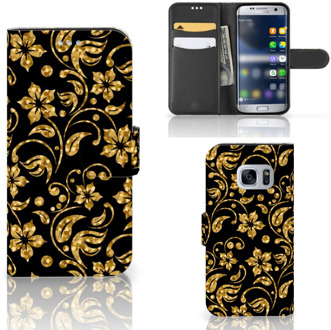 B2Ctelecom Samsung S7 Telefoonhoesje Design Gouden Bloemen