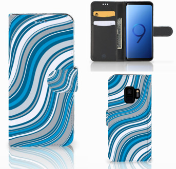 B2Ctelecom Samsung S9 Book case Design Waves Blue