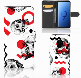 B2Ctelecom Samsung S9 Bookcase Design Skull Red