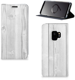 B2Ctelecom Samsung S9 Telefoonhoesje Design White Wood