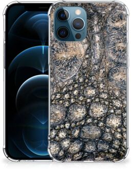 B2Ctelecom Shockproof Case iPhone 12 | 12 Pro Telefoon Hoesje met doorzichtige rand Krokodillenprint