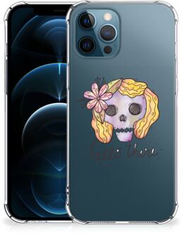 B2Ctelecom Shockproof Case iPhone 12 | 12 Pro Telefoonhoesje  met doorzichtige rand Boho Skull