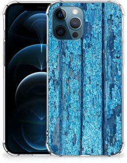 B2Ctelecom Shockproof Case iPhone 12 | 12 Pro Telefoonhoesje  met doorzichtige rand Wood Blue