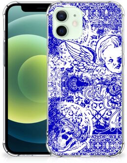 B2Ctelecom Shockproof Case iPhone 12 Mini Smartphone hoesje met doorzichtige rand Angel Skull Blue