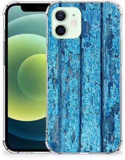 B2Ctelecom Shockproof Case iPhone 12 Mini Telefoonhoesje  met doorzichtige rand Wood Blue