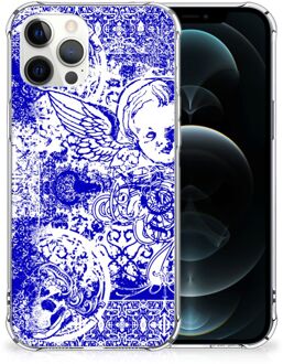 B2Ctelecom Shockproof Case iPhone 12 Pro Max Smartphone hoesje met doorzichtige rand Angel Skull Blue