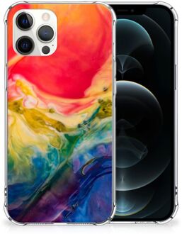 B2Ctelecom Shockproof Case iPhone 12 Pro Max Telefoonhoesje Valbescherming met transparante rand Watercolor Dark