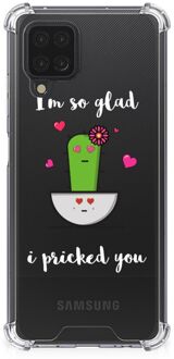 B2Ctelecom Shockproof Case Samsung Galaxy A12 Back Case Siliconen Hoesje met transparante rand Cactus Glad