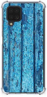 B2Ctelecom Shockproof Case Samsung Galaxy A12 Telefoonhoesje  met doorzichtige rand Wood Blue