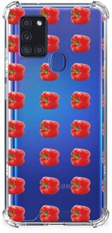 B2Ctelecom Shockproof Case Samsung Galaxy A21s Extreme Case met transparante rand Paprika Red