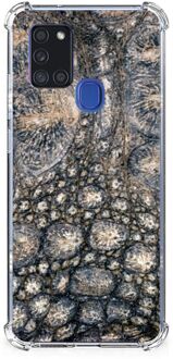 B2Ctelecom Shockproof Case Samsung Galaxy A21s Telefoon Hoesje met doorzichtige rand Krokodillenprint