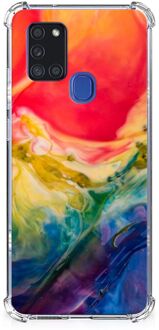 B2Ctelecom Shockproof Case Samsung Galaxy A21s Telefoonhoesje Valbescherming met transparante rand Watercolor Dark