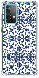 B2Ctelecom Shockproof Case Samsung Galaxy A52 4G/5G Silicone Back Case met transparante rand Flower Blue