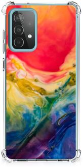 B2Ctelecom Shockproof Case Samsung Galaxy A52 4G/5G Telefoonhoesje Valbescherming met transparante rand Watercolor Dark