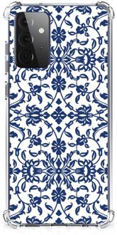 B2Ctelecom Shockproof Case Samsung Galaxy A72 4G/5G Silicone Back Case met transparante rand Flower Blue