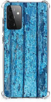 B2Ctelecom Shockproof Case Samsung Galaxy A72 4G/5G Telefoonhoesje  met doorzichtige rand Wood Blue