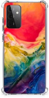 B2Ctelecom Shockproof Case Samsung Galaxy A72 4G/5G Telefoonhoesje Valbescherming met transparante rand Watercolor Dark