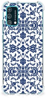 B2Ctelecom Shockproof Case Samsung Galaxy M02s | A02s Silicone Back Case met transparante rand Flower Blue