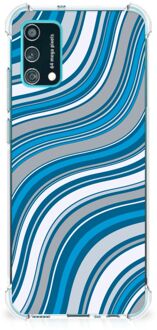 B2Ctelecom Shockproof Case Samsung Galaxy M02s | A02s Telefoon Hoesje met doorzichtige rand Golven Blauw