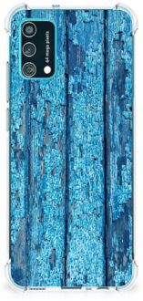 B2Ctelecom Shockproof Case Samsung Galaxy M02s | A02s Telefoonhoesje  met doorzichtige rand Wood Blue