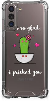 B2Ctelecom Shockproof Case Samsung Galaxy S21 Back Case Siliconen Hoesje met transparante rand Cactus Glad