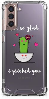 B2Ctelecom Shockproof Case Samsung Galaxy S21 Plus Back Case Siliconen Hoesje met transparante rand Cactus Glad