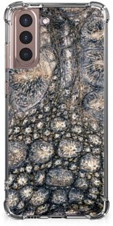 B2Ctelecom Shockproof Case Samsung Galaxy S21 Plus Telefoon Hoesje met doorzichtige rand Krokodillenprint