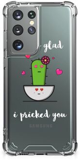 B2Ctelecom Shockproof Case Samsung Galaxy S21 Ultra Back Case Siliconen Hoesje met transparante rand Cactus Glad