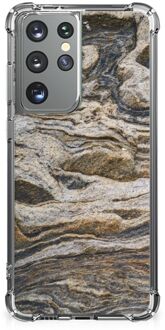 B2Ctelecom Shockproof Case  Samsung Galaxy S21 Ultra Smartphone hoesje met transparante rand Steen