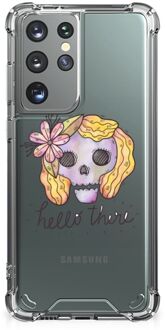 B2Ctelecom Shockproof Case Samsung Galaxy S21 Ultra Telefoonhoesje  met doorzichtige rand Boho Skull